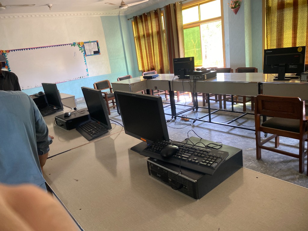 Computer desks and testing setup in AIMS lab